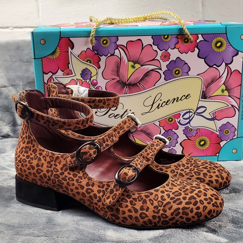 Poetic License Brown Leopard Flats with Triple Straps